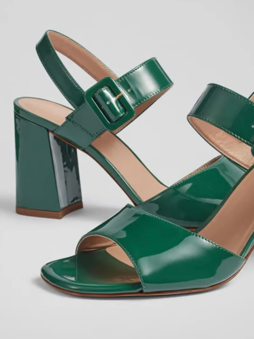 LKBennett Rae Patent Leather Sandals Evergreen Size 41